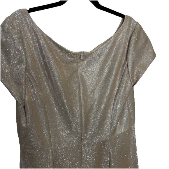 Jules & Cleo Gold Glitter Cap Sleeve Side Split Formal Dress Size 18 Plus Womens - Picture 5 of 8